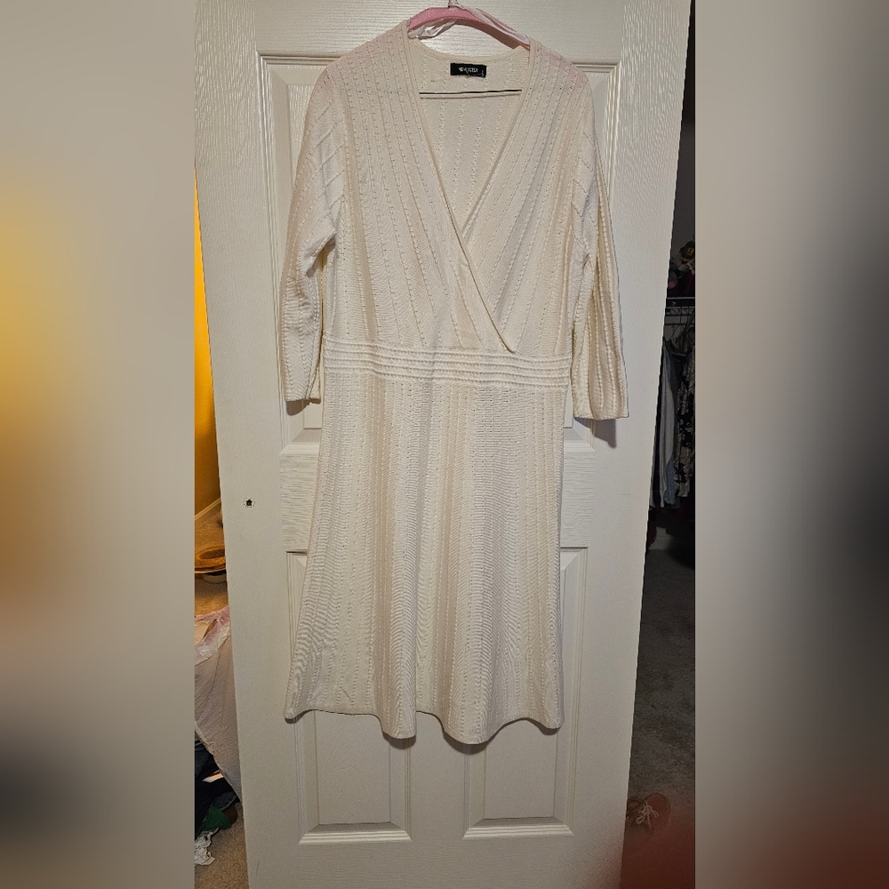 Nine West Elegant Cream Knit Dress sz XL